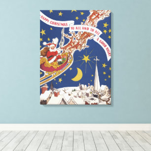 Weihnachts-Weihnachtsmann mit Rentier Leinwanddruck