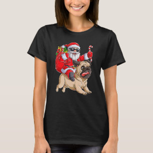 Weihnachts Weihnachtsmann Reiten Mops Xmas Jungen T-Shirt