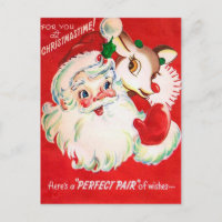 Weihnachts-Weihnachtsmann-Retro-Postkarte