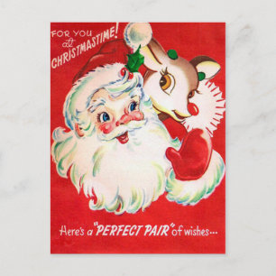 Weihnachts-Weihnachtsmann-Retro-Postkarte Feiertagspostkarte