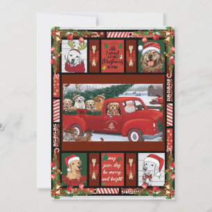 Weihnachts-Weihnachtsmann-Rottruck-Golden Retrieve Einladung