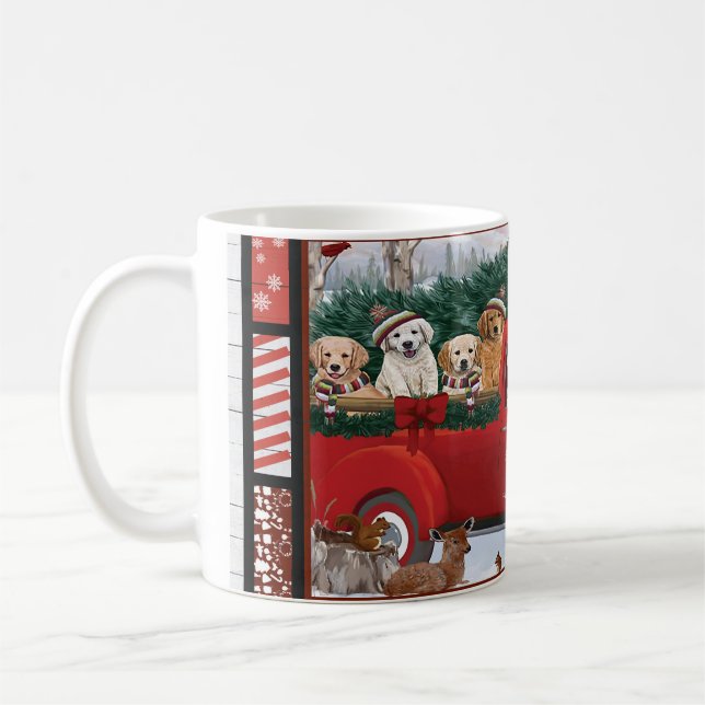 Weihnachts-Weihnachtsmann-Rottruck-Golden Retrieve Kaffeetasse (Links)