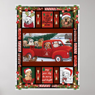 Weihnachts-Weihnachtsmann-Rottruck-Golden Retrieve Poster