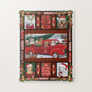 Weihnachts-Weihnachtsmann-Rottruck-Golden Retrieve Puzzle