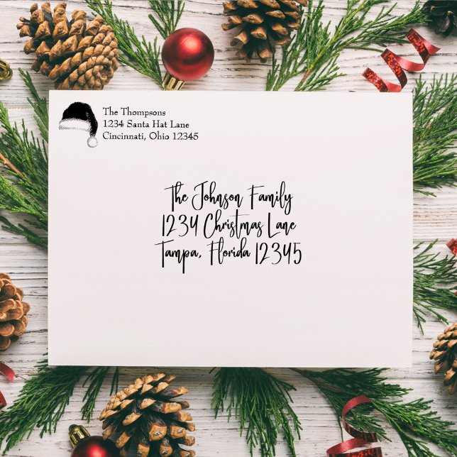 Weihnachts-Weihnachtsmann-Rücksendeadresse Permastempel (Santa Hat Self Inking return address stamp.)