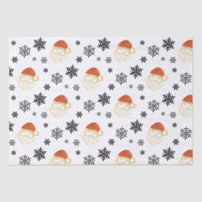 Weihnachts-Weihnachtsmann-Schnee-Illustration Seidenpapier (Vorderseite)