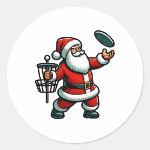 Weihnachts-Weihnachtsmann Spielen Disc Golf Pajama Runder Aufkleber