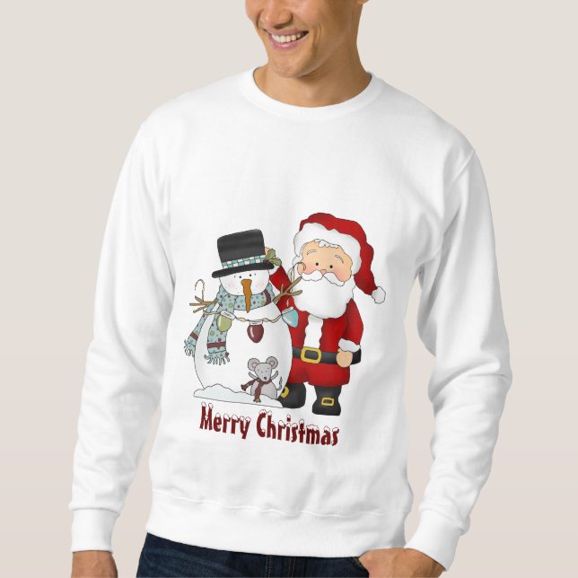 Weihnachts-Weihnachtsmann und Snowman-Sweatshirt Sweatshirt (Vorderseite)