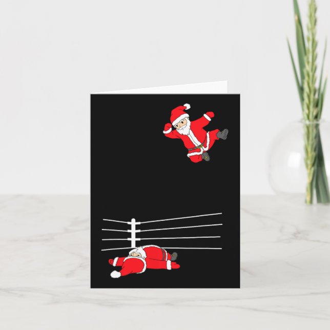 Weihnachts-Weihnachtsmann-Wrestling Xmas Karte (Vorderseite)