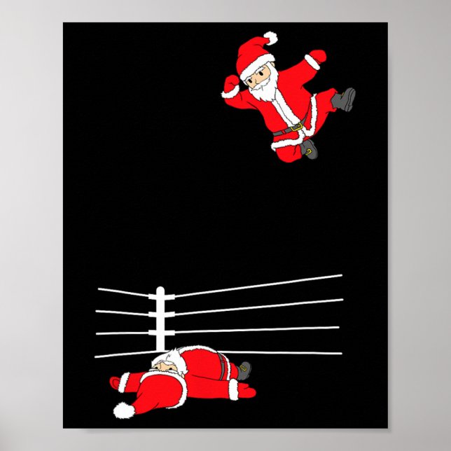 Weihnachts-Weihnachtsmann-Wrestling Xmas Poster (Vorne)