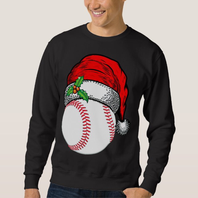 Weihnachts-Weihnachtsmannmütze Baseball Sport Funn Sweatshirt (Vorderseite)
