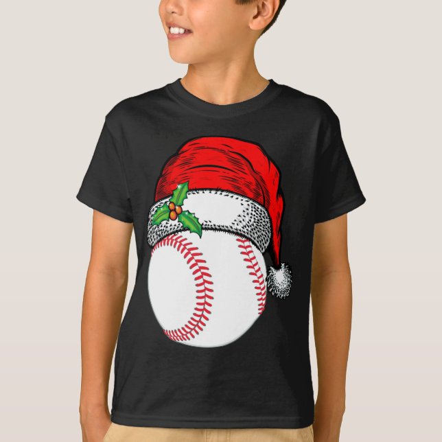 Weihnachts-Weihnachtsmannmütze Baseball Sport Funn T-Shirt (Vorderseite)