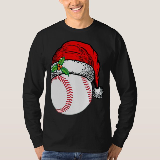Weihnachts-Weihnachtsmannmütze Baseball Sport Funn T-Shirt (Vorderseite)