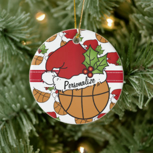 Weihnachts-Weihnachtsmannmütze Basketball   DIY N Keramikornament