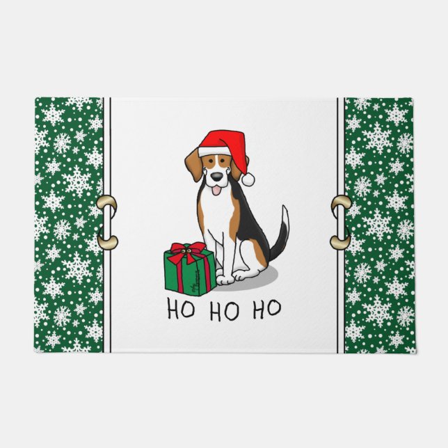 Weihnachts-Weihnachtsmannmütze Beagle (Tri-Farbe 3 Fußmatte (Vorderseite)