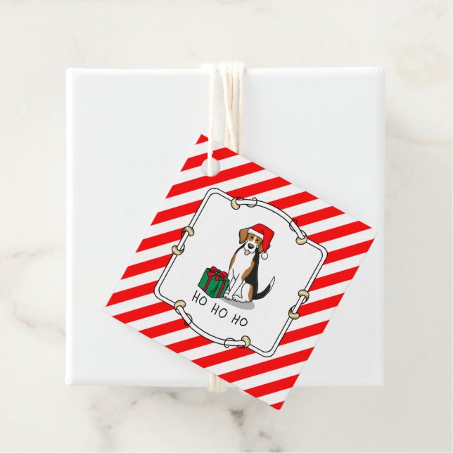 Weihnachts-Weihnachtsmannmütze Beagle (Tri-Farbe 3 Geschenkanhänger (Beispiel)