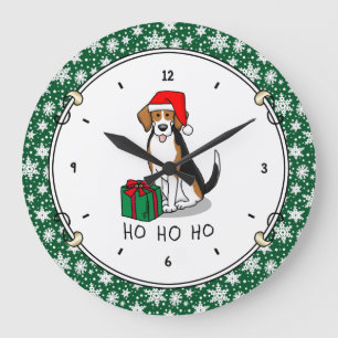 Weihnachts-Weihnachtsmannmütze Beagle (Tri-Farbe 3 Große Wanduhr