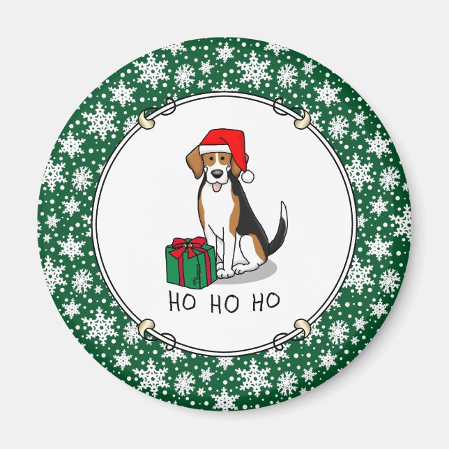 Weihnachts-Weihnachtsmannmütze Beagle (Tri-Farbe 3 Magnet (Vorne)