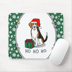 Weihnachts-Weihnachtsmannmütze Beagle (Tri-Farbe 3 Mousepad