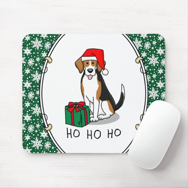 Weihnachts-Weihnachtsmannmütze Beagle (Tri-Farbe 3 Mousepad (Mit Mouse)