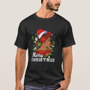 Weihnachts-Weihnachtsmannmütze Black African Girl  T-Shirt