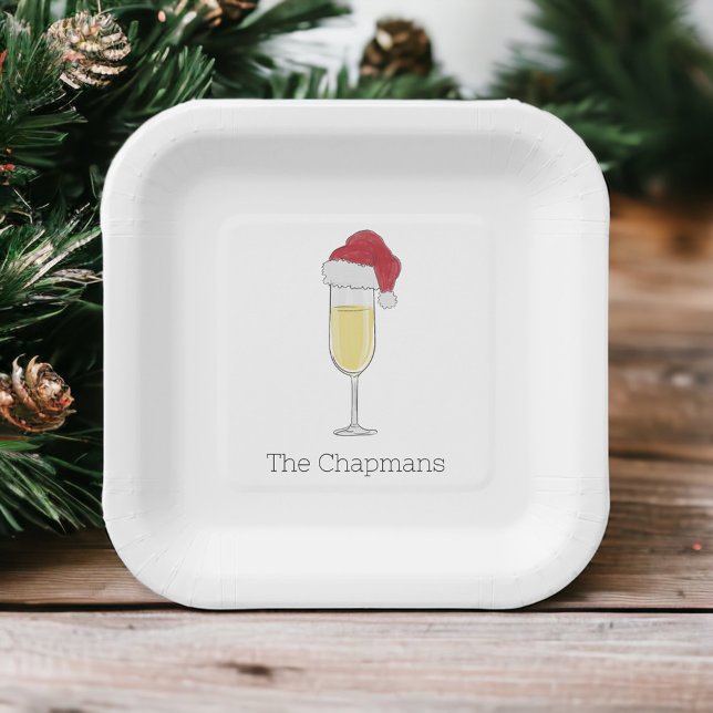 Weihnachts-Weihnachtsmannmütze Champagne Pappteller (Von Creator hochgeladen)