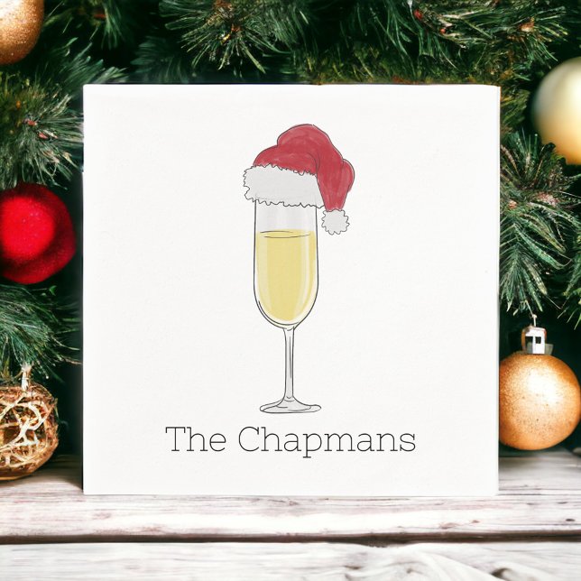Weihnachts-Weihnachtsmannmütze Champagne Serviette (Von Creator hochgeladen)