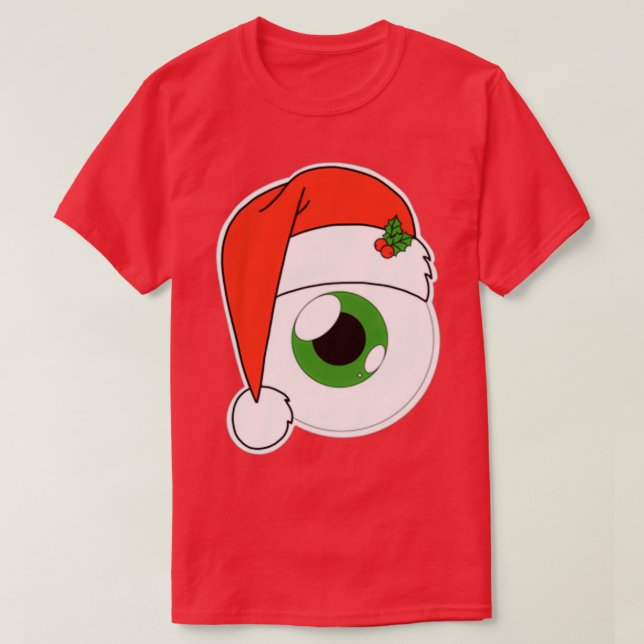 Weihnachts-Weihnachtsmannmütze Eyeball Green Iris T-Shirt (Design vorne)