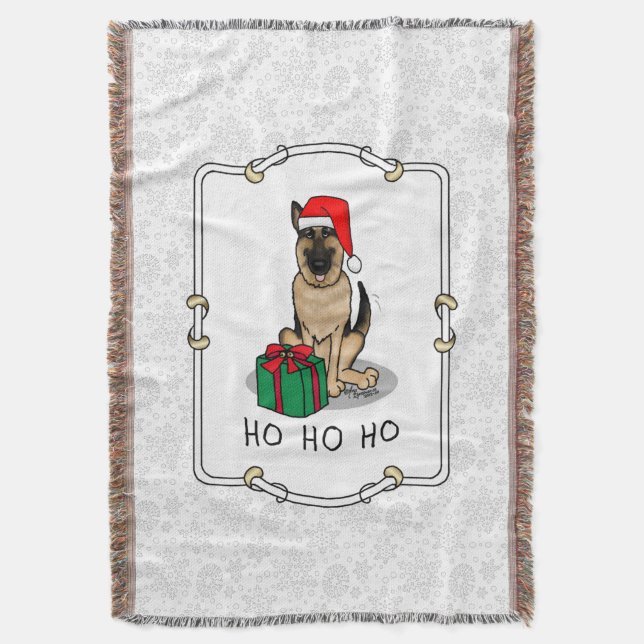Weihnachts-Weihnachtsmannmütze German Shepherd Dog Decke (Vorderseite Vertikal)