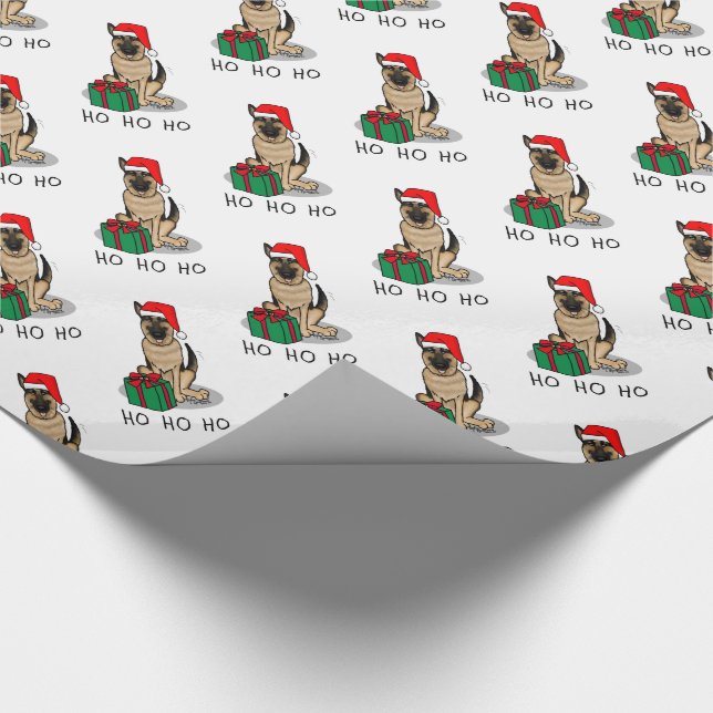 Weihnachts-Weihnachtsmannmütze German Shepherd Dog Geschenkpapier (Ecke)