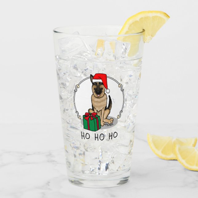 Weihnachts-Weihnachtsmannmütze German Shepherd Dog Glas (Rückseite Ice)