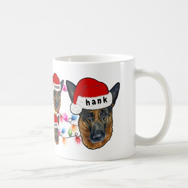 Weihnachts-Weihnachtsmannmütze German Shepherd Dog Kaffeetasse (Rechts)