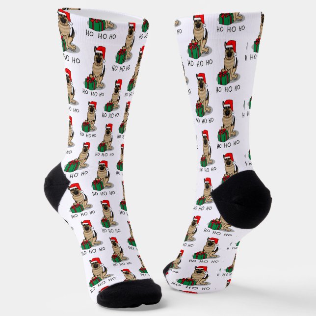 Weihnachts-Weihnachtsmannmütze German Shepherd Dog Socken (Gewinkelt)