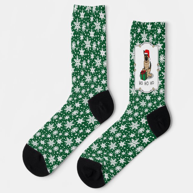 Weihnachts-Weihnachtsmannmütze German Shepherd Dog Socken (Linkes Detail)