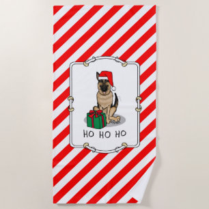 Weihnachts-Weihnachtsmannmütze German Shepherd Dog Strandtuch