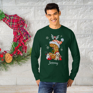 Weihnachts-Weihnachtsmannmütze Gingerbread Alphabe T-Shirt