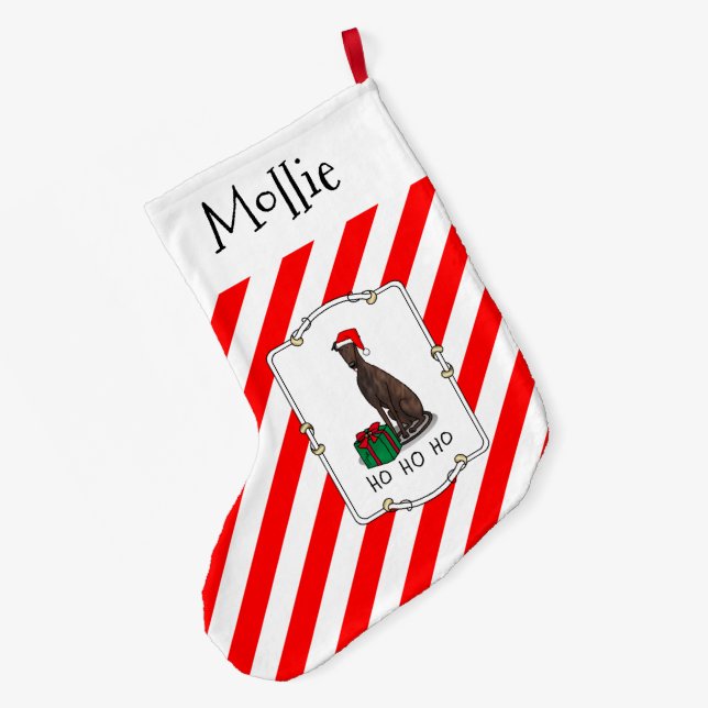 Weihnachts-Weihnachtsmannmütze Grauhund Hund (Blin Großer Weihnachtsstrumpf (Rückseite (Hängend))