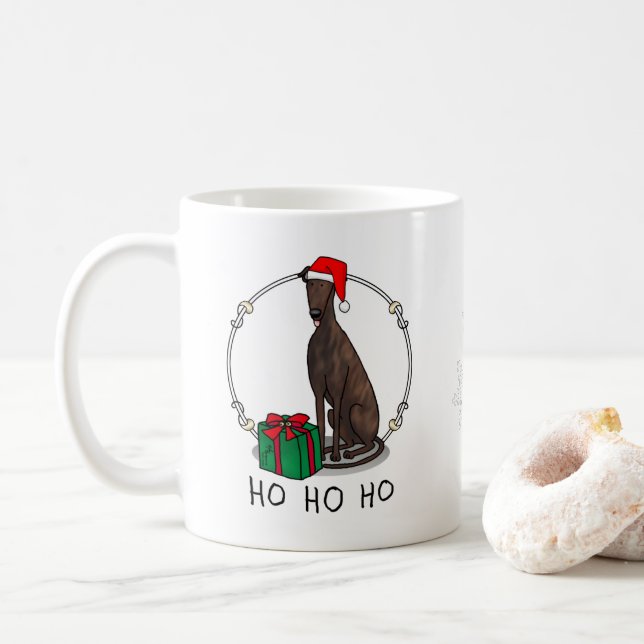 Weihnachts-Weihnachtsmannmütze Grauhund Hund (Blin Kaffeetasse (Mit Donut)