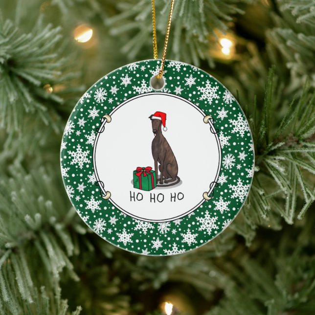 Weihnachts-Weihnachtsmannmütze Grauhund Hund (Blin Keramik Ornament (Baum)