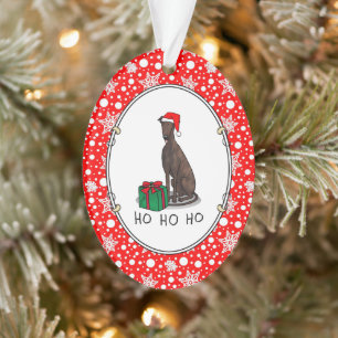 Weihnachts-Weihnachtsmannmütze Grauhund Hund (Blin Ornament
