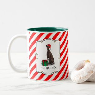 Weihnachts-Weihnachtsmannmütze Grauhund Hund (Blin Zweifarbige Tasse