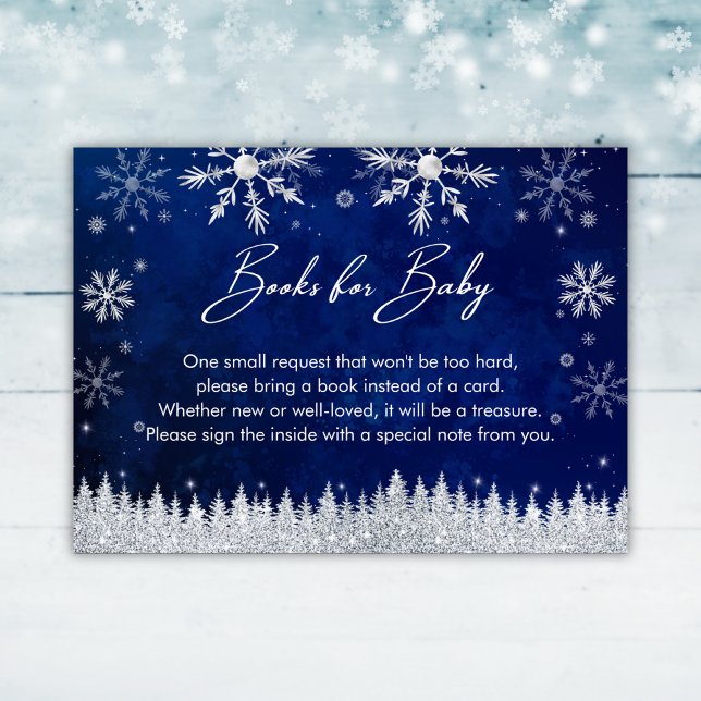Weihnachts-Weihnachtsmannmütze Kinderduschbücher f Begleitkarte (Blue Winter Snowflakes Baby Shower Books for Baby Enclosure Card)