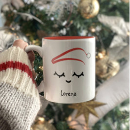 Weihnachts-Weihnachtsmannmütze Lashes Personalisie Zweifarbige Tasse