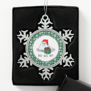 Weihnachts-Weihnachtsmannmütze Malteser Hund Niedl Schneeflocken Zinn-Ornament