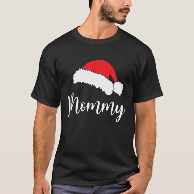 Weihnachts-Weihnachtsmannmütze Matching Family Mom T-Shirt (Vorderseite)