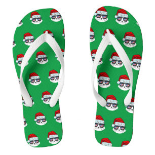 Weihnachts-Weihnachtsmannmütze mit Katzengesicht Flip Flops