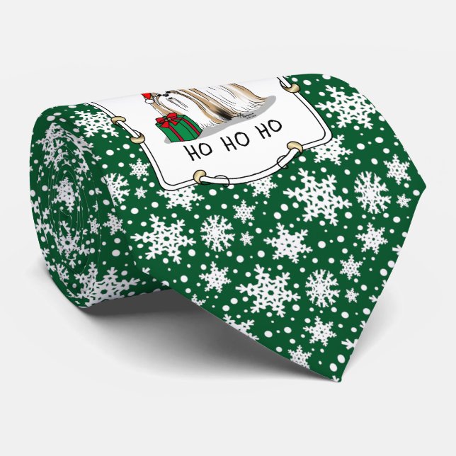 Weihnachts-Weihnachtsmannmütze Shih Tzu (bräunlich Krawatte (Gerollt)