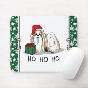Weihnachts-Weihnachtsmannmütze Shih Tzu (bräunlich Mousepad