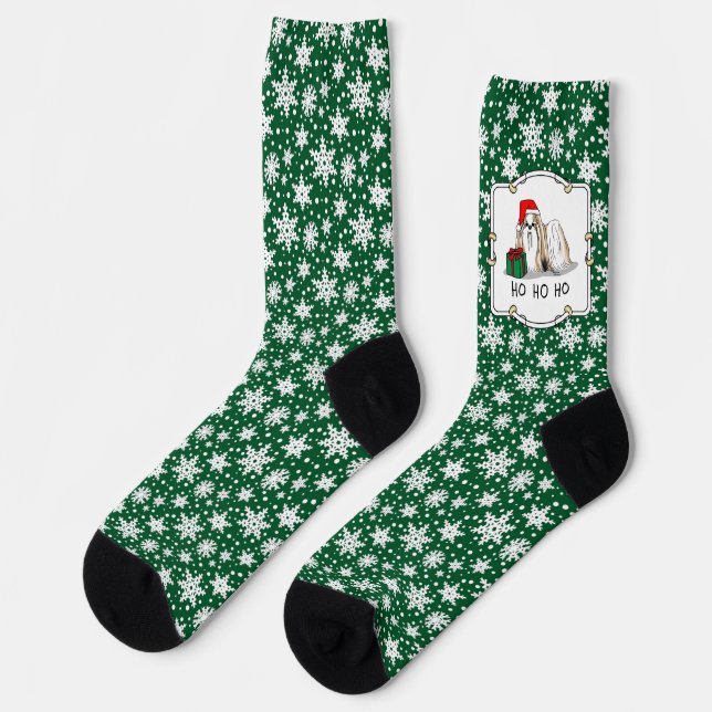 Weihnachts-Weihnachtsmannmütze Shih Tzu (bräunlich Socken (Linkes Detail)