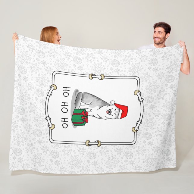 Weihnachts-Weihnachtsmannmütze Sibirischer Husky ( Fleecedecke (Beispiel)